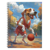 American English Foxhound Dog Playing Basketball Notizblock (Vorderseite)