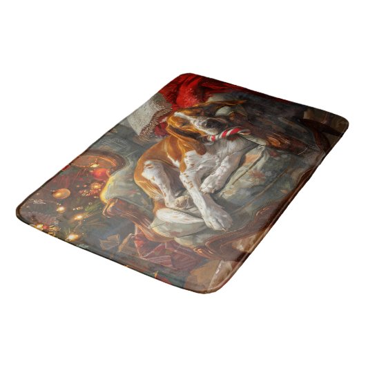 American English Foxhound Dog Weihnachtsfest Badematte (Schrägansicht)