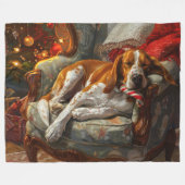 American English Foxhound Dog Weihnachtsfest Fleecedecke (Vorderseite (Horizontal))