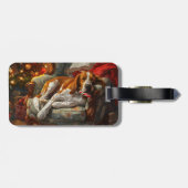 American English Foxhound Dog Weihnachtsfest Gepäckanhänger (Rückseite horizontal)