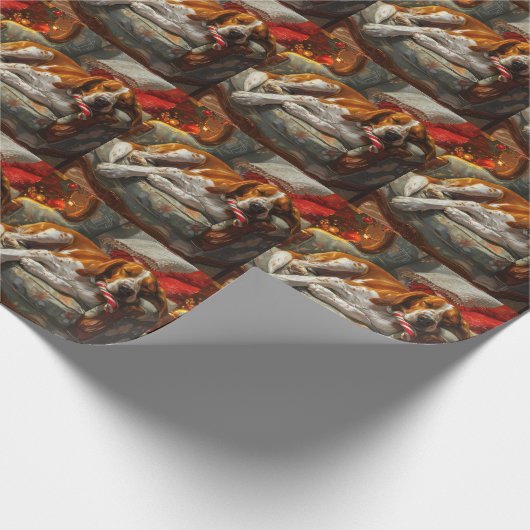American English Foxhound Dog Weihnachtsfest Geschenkpapier (Ecke)