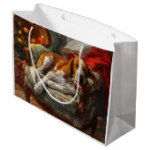 American English Foxhound Dog Weihnachtsfest Große Geschenktüte (Rückseite Schrägansicht)