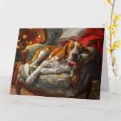 American English Foxhound Dog Weihnachtsfest Karte (Gelbe Blume)