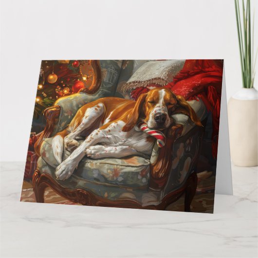 American English Foxhound Dog Weihnachtsfest Karte (Vorderseite)