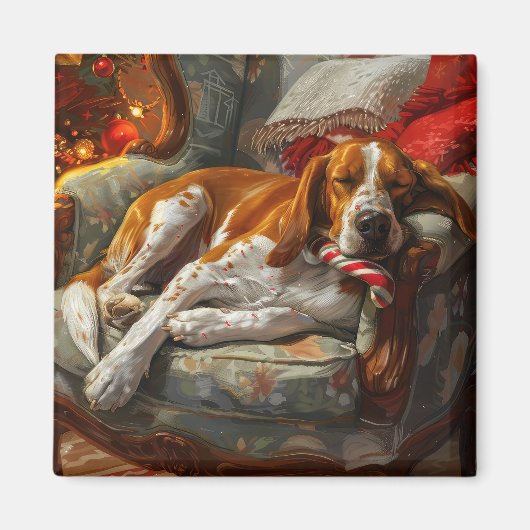 American English Foxhound Dog Weihnachtsfest Magnet (Vorne)