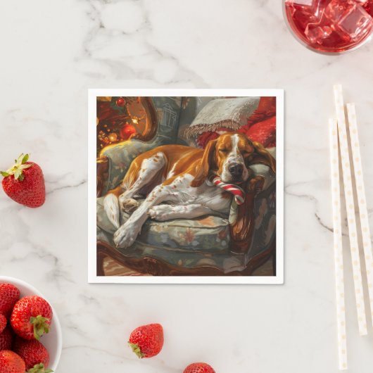 American English Foxhound Dog Weihnachtsfest Serviette (Beispiel)