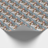 American English Foxhound Dog Winter Christmas Joy Geschenkpapier (Ecke)