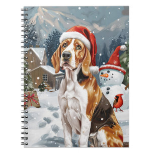 American English Foxhound Dog Winter Christmas Joy Notizblock