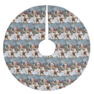 American English Foxhound Dog Winter Christmas Joy Polyester Weihnachtsbaumdecke