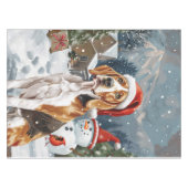 American English Foxhound Dog Winter Christmas Joy Tischdecke (Vorderseite (Horizontal))