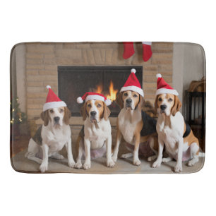 American English Foxhound Fireplace Weihnachten Badematte
