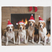 American English Foxhound Fireplace Weihnachten Fleecedecke (Vorderseite (Horizontal))