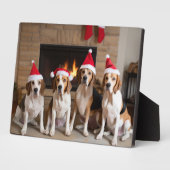 American English Foxhound Fireplace Weihnachten Fotoplatte (Seite)