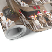 American English Foxhound Fireplace Weihnachten Geschenkpapier (Rolleneckpunkt)
