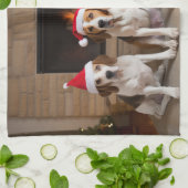 American English Foxhound Fireplace Weihnachten Geschirrtuch (Gefaltet)