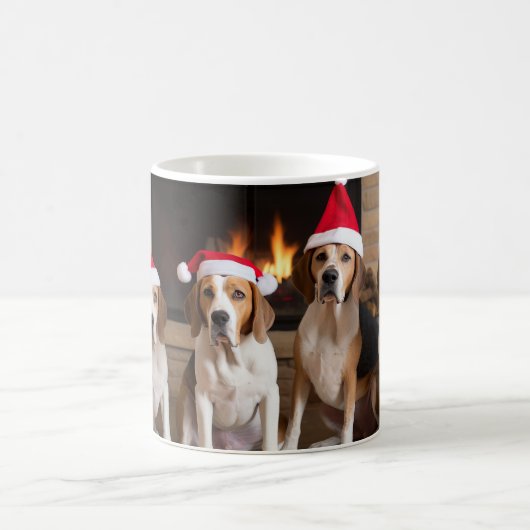 American English Foxhound Fireplace Weihnachten Kaffeetasse (Mittel)