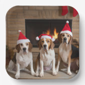 American English Foxhound Fireplace Weihnachten Pappteller (Vorderseite)