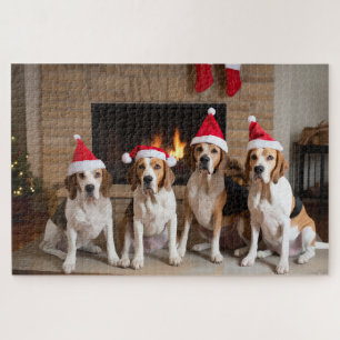 American English Foxhound Fireplace Weihnachten Puzzle