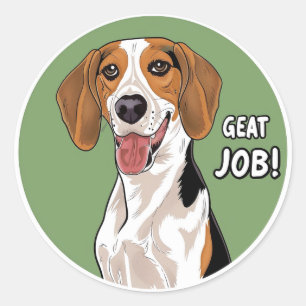American English Foxhound Great Job Teacher Belohn Runder Aufkleber