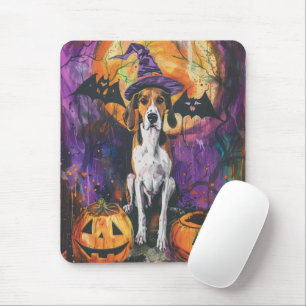 American English Foxhound Halloween Kürbis Mousepad