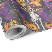 American English Foxhound Halloween Pumpkin Geschenkpapier (Rolleneckpunkt)