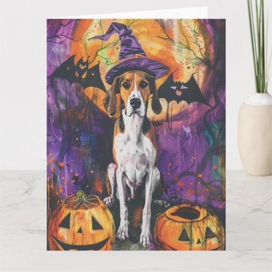 American English Foxhound Halloween Pumpkin Karte (Vorderseite)