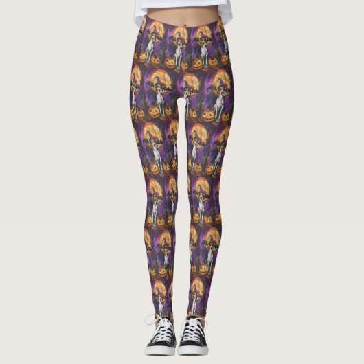 American English Foxhound Halloween Pumpkin Leggings (Vorderseite)