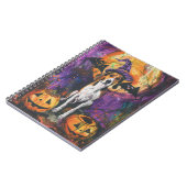 American English Foxhound Halloween Pumpkin Notizblock (Linke Seite)