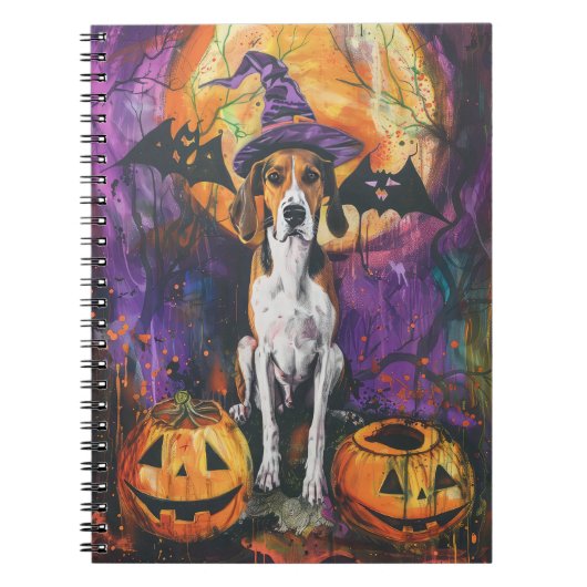 American English Foxhound Halloween Pumpkin Notizblock (Vorderseite)
