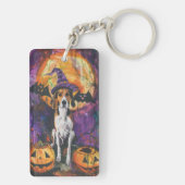 American English Foxhound Halloween Pumpkin Schlüsselanhänger (Rückseite)