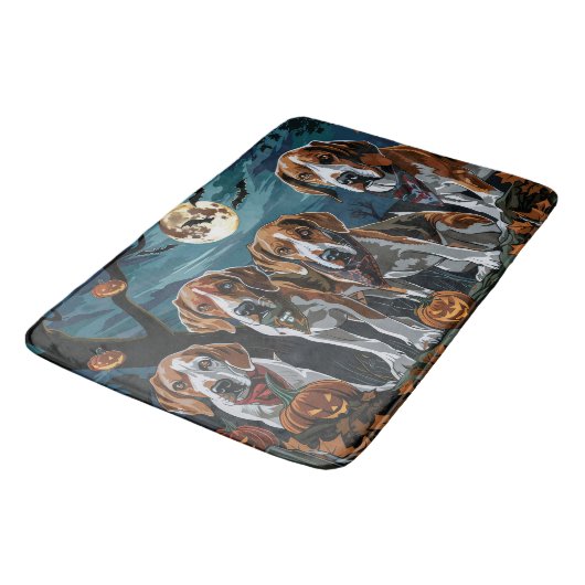 American English Foxhound Halloween Spooky Badematte (Schrägansicht)