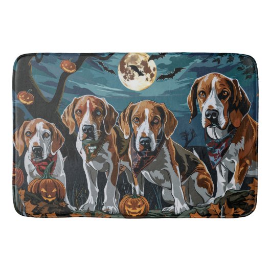 American English Foxhound Halloween Spooky Badematte (Vorderseite)