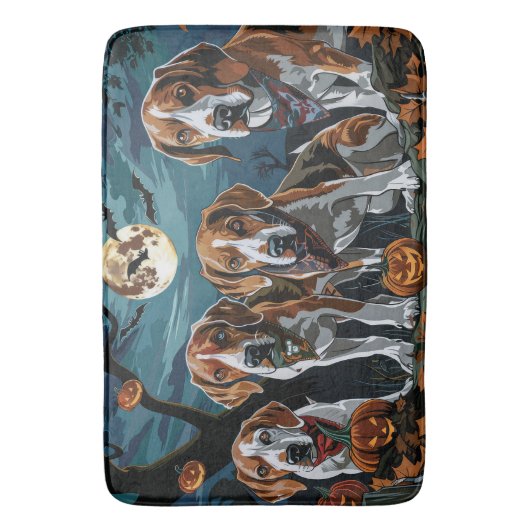 American English Foxhound Halloween Spooky Badematte (Vorderseite Vertikal)