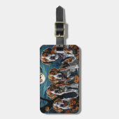 American English Foxhound Halloween Spooky Gepäckanhänger (Vorderseite vertikal)