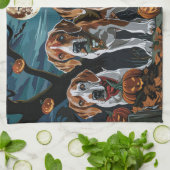 American English Foxhound Halloween Spooky Geschirrtuch (Gefaltet)