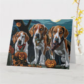 American English Foxhound Halloween Spooky Karte (Gelbe Blume)