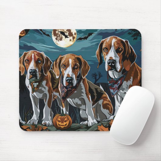 American English Foxhound Halloween Spooky Mousepad (Mit Mouse)