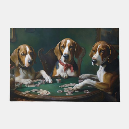 American English Foxhound Hunde Poker Art Fußmatte (Vorderseite)