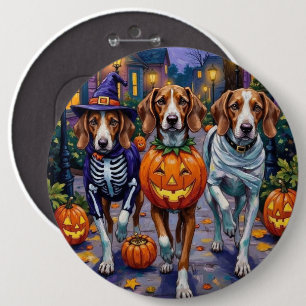 American English Foxhound in Halloween Costumes Button