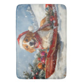 American English Foxhound in Sledge Christmas Badematte (Vorderseite Vertikal)