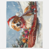 American English Foxhound in Sledge Christmas Fleecedecke (Vorderseite)