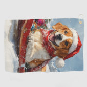 American English Foxhound in Sledge Christmas Golfhandtuch (Horizontal)