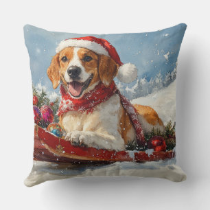 American English Foxhound in Sledge Christmas Kissen
