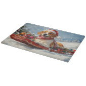 American English Foxhound in Sledge Christmas Schneidebrett (Ecke)