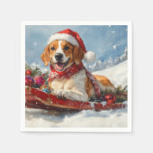 American English Foxhound in Sledge Christmas Serviette (Vorderseite)