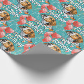 American English Foxhound mit Balloons zum Geburts Geschenkpapier (Ecke)