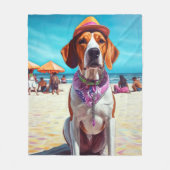 American English Foxhound on Beach, Sommergeschenk Fleecedecke (Vorderseite)