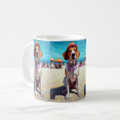 American English Foxhound on Beach, Sommergeschenk Kaffeetasse (Vorderseite Links)