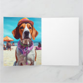 American English Foxhound on Beach, Sommergeschenk Karte (Innenseite)