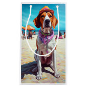 American English Foxhound on Beach, Sommergeschenk Kleine Geschenktüte (Vorderseite)